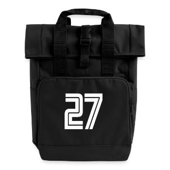 Trikotnummer 27 – Geschenk zum 27-jährigen Jubiläum - Rolltop Rucksack mit zwei Griffen - Schwarz - Vorne