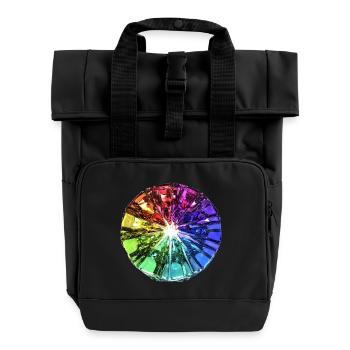Colorful stone - Roll Top Backpack with Two Handles - black - Front