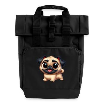 Pug 7 - Roll Top Backpack with Two Handles - black - Front