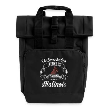Malinois - Rolltop Rucksack mit zwei Griffen - Schwarz - Vorne
