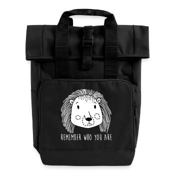 Löwe - König der Tiere Erinnere dich wer du bist - Rolltop Rucksack mit zwei Griffen - Schwarz - Vorne