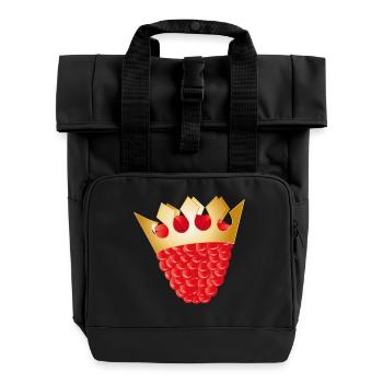 saftige rote Himbeere mit goldener Krone - Rolltop Rucksack mit zwei Griffen - Schwarz - Vorne