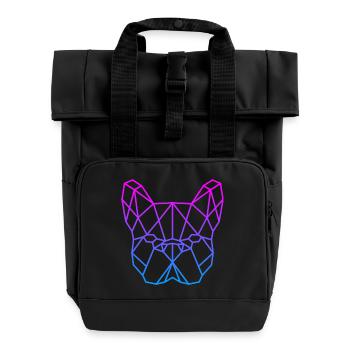 Geometrischer Bulldog Neon Gradient - Rolltop Rucksack mit zwei Griffen - Schwarz - Vorne