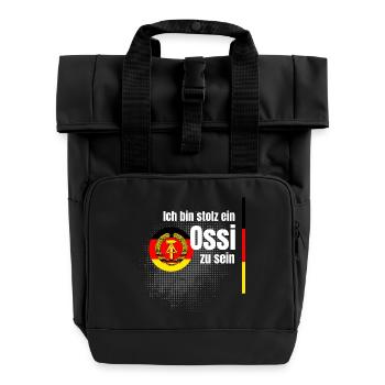 ossi stolz NVA ostdeutsch spruch humor witz sachse - Rolltop Rucksack mit zwei Griffen - Schwarz - Vorne