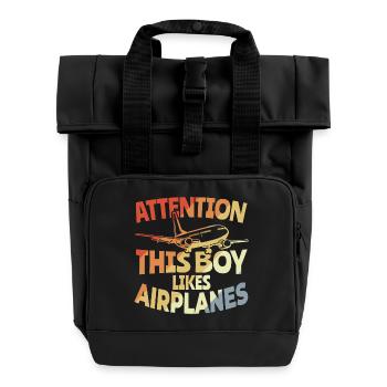 Ce garçon aime les avions - Sac à dos Roll Top à deux anses - noir - Devant