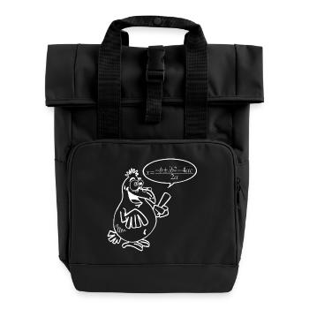 White Smart Bird - Roll Top Backpack with Two Handles - black - Front