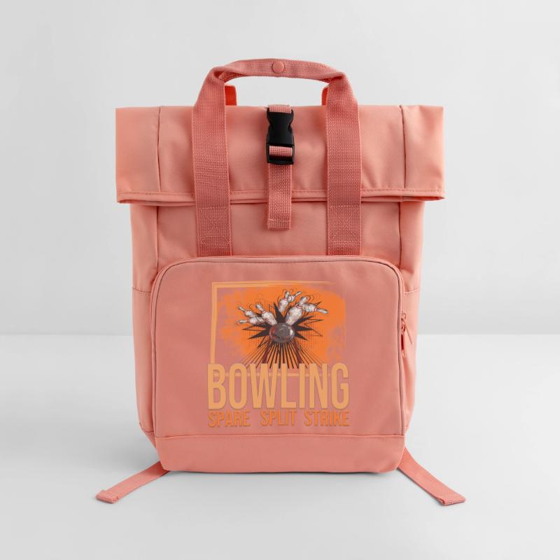 Bowling - Spare - Split - Strike Rolltop Rucksack mit zwei Griffen