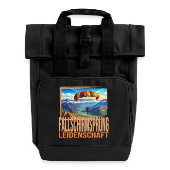 Fallschirmsprung Leidenschaft - Rolltop Rucksack mit zwei Griffen - Schwarz - Vorne