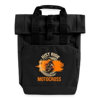 Just Ride - Motocross - Rolltop Rucksack mit zwei Griffen - Schwarz - Vorne