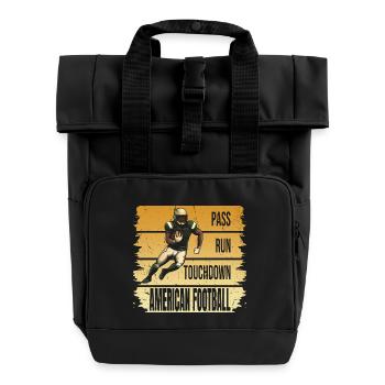Pass - Run - Touchtown - American Football - Rolltop Rucksack mit zwei Griffen - Schwarz - Vorne