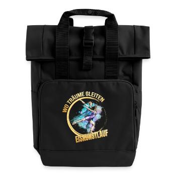 Wo träume gleiten - Eiskunstlauf - Rolltop Rucksack mit zwei Griffen - Schwarz - Vorne