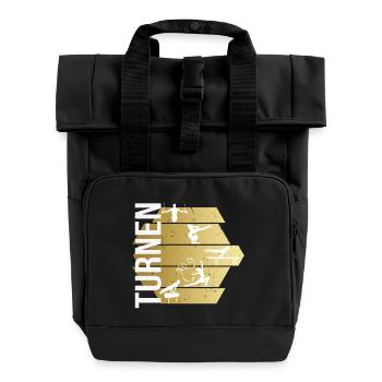 Turnen - Rolltop Rucksack mit zwei Griffen - Schwarz - Vorne