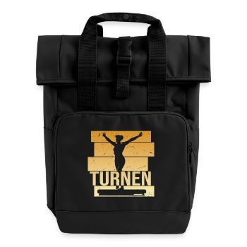 Turnen - Rolltop Rucksack mit zwei Griffen - Schwarz - Vorne