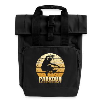 Parkour Leidenschaft - Rolltop Rucksack mit zwei Griffen - Schwarz - Vorne