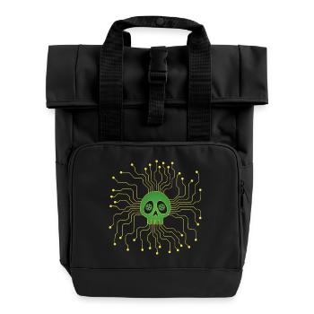 Microprocessor skull - Roll Top Backpack with Two Handles - black - Front