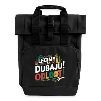 Allons-y! Où? Nous nous envolons pour Dubaï ! Odlooot ! - Sac à dos Roll Top à deux anses - noir - Devant