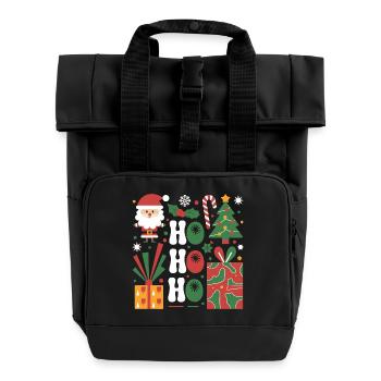 Festliches Weihnachts-Icon-Set für Bekleidung - Rolltop Rucksack mit zwei Griffen - Schwarz - Vorne
