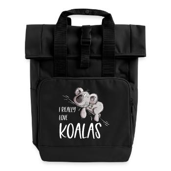 I Really Love Koalas Koala Bear - Roll Top Backpack with Two Handles - black - Front