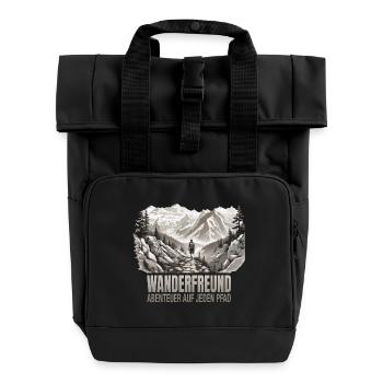 Abenteuer auf jeden Pfad - Rolltop Rucksack mit zwei Griffen - Schwarz - Vorne