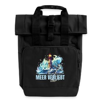 Meer verliebt - Rolltop Rucksack mit zwei Griffen - Schwarz - Vorne