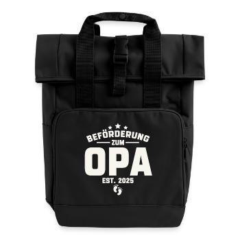 Beförderung zum Opa 2025 - Rolltop Rucksack mit zwei Griffen - Schwarz - Vorne