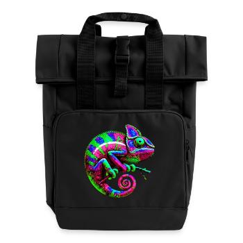 Chamäleon - Rolltop Rucksack mit zwei Griffen - Schwarz - Vorne