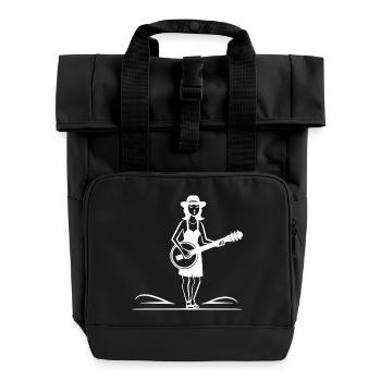 Banjo Player Sketch - Roll Top Backpack with Two Handles - black - Front