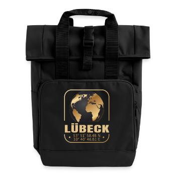 Lübeck - Rolltop Rucksack mit zwei Griffen - Schwarz - Vorne