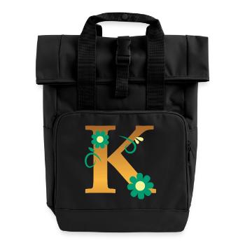 K - Roll Top Backpack with Two Handles - black - Front