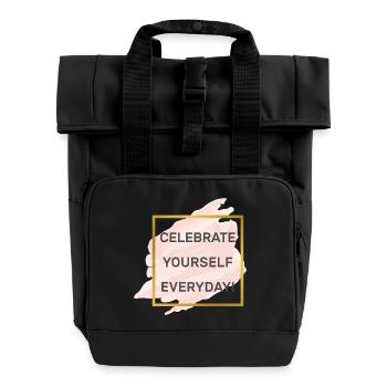 Selbstbewußtsein Motivation Selbstvertrauen Liebe - Rolltop Rucksack mit zwei Griffen - Schwarz - Vorne