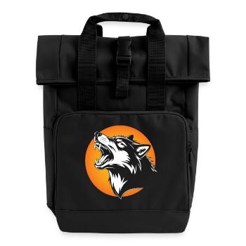 Tête de loup en silhouette contrastée - Sac à dos Roll Top à deux anses - noir - Devant