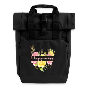 Happiness - Rolltop Rucksack mit zwei Griffen - Schwarz - Vorne
