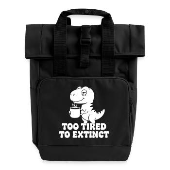 Kaffee-Dino: Zu müde zum Aussterben - Rolltop Rucksack mit zwei Griffen - Schwarz - Vorne