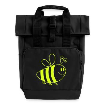 Abeille Dessin animé - Sac à dos Roll Top à deux anses - noir - Devant