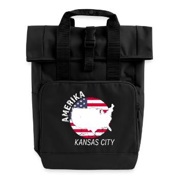 Kansas City - Rolltop Rucksack mit zwei Griffen - Schwarz - Vorne