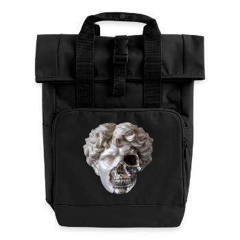 Klassik trifft Stahlskull - Rolltop Rucksack mit zwei Griffen - Schwarz - Vorne