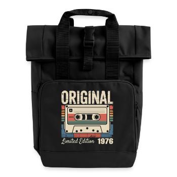 50th Anniversary - Vintage Gift 1976 - Roll Top Backpack with Two Handles - black - Front