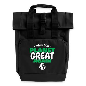 Faire de la planète verte à nouveau écologie Art de la Terre - Sac à dos Roll Top à deux anses - noir - Devant