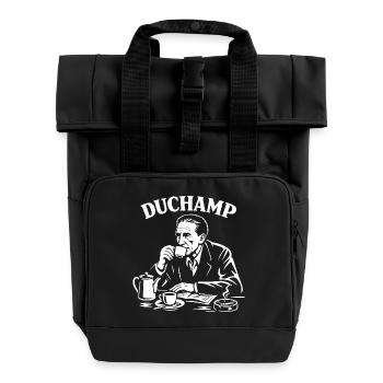 Marcel Duchamp Dada Coffee Portrait - Roll Top Backpack with Two Handles - black - Front