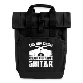 Lustiger Gitarrist - Rolltop Rucksack mit zwei Griffen - Schwarz - Vorne
