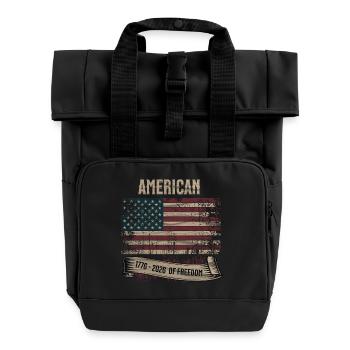 Amerikanische Flagge 250 Jahre Freiheit 1776–2026 - Rolltop Rucksack mit zwei Griffen - Schwarz - Vorne