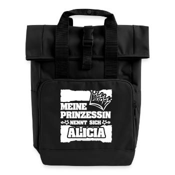 Geschenk für Alicia - Rolltop Rucksack mit zwei Griffen - Schwarz - Vorne