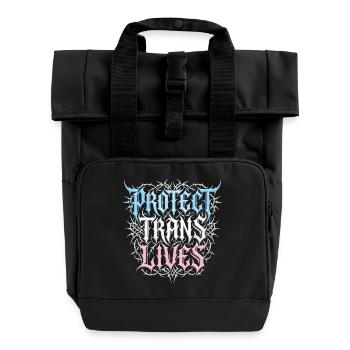 Pride Month LGBTQ - Protect Trans Lives - Roll Top Backpack with Two Handles - black - Front
