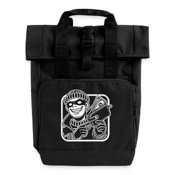 Vorsicht Taschendieb – Witziges Diebe Design - Rolltop Rucksack mit zwei Griffen - Schwarz - Vorne