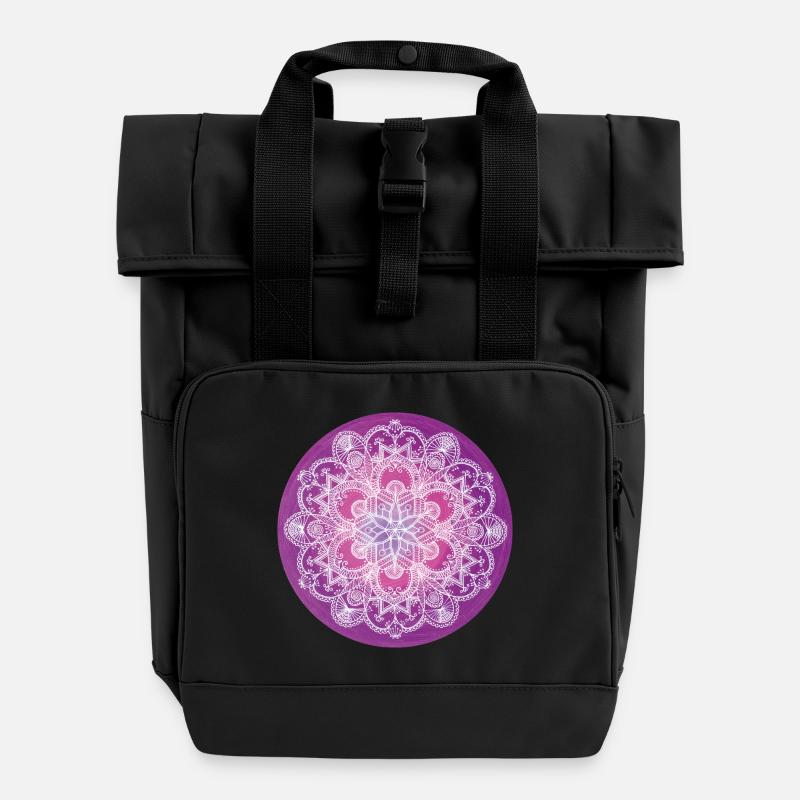 Mandala Amethyst – Intuition & innere Klarheit - Rolltop Rucksack mit zwei Griffen - Schwarz