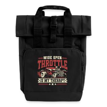 Vollgas ist meine Therapie - Drag Car Racing - Rolltop Rucksack mit zwei Griffen - Schwarz - Vorne