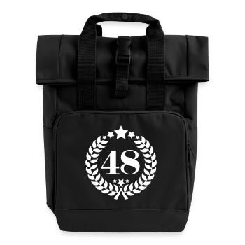 48ter Geburtstag Kranz Zahl 48 Jahrgang Alter - Rolltop Rucksack mit zwei Griffen - Schwarz - Vorne