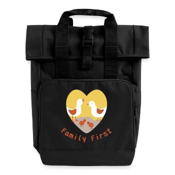 First the family - Roll Top Backpack with Two Handles - black - Front