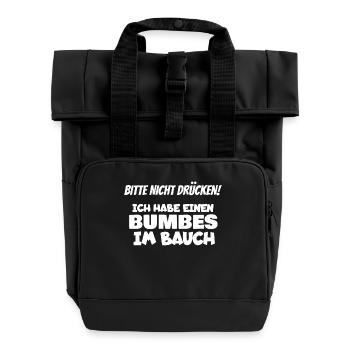 Nicht drücken Bumbes im Bauch Blähungen Furz - Rolltop Rucksack mit zwei Griffen - Schwarz - Vorne