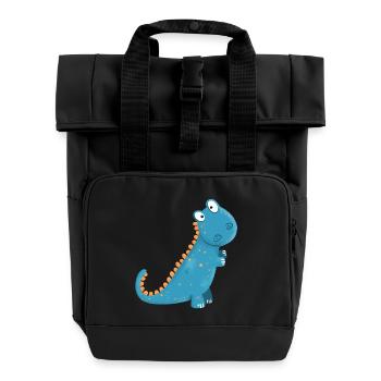 Lustiger Kleiner Dino I Jungen Kinder Geschenk - Rolltop Rucksack mit zwei Griffen - Schwarz - Vorne